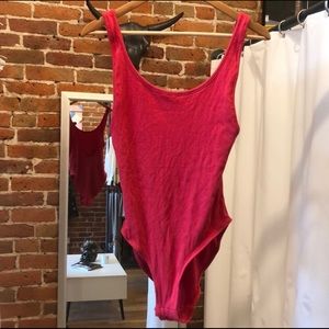 Red Ribbed Bodysuit Urban Outfitters